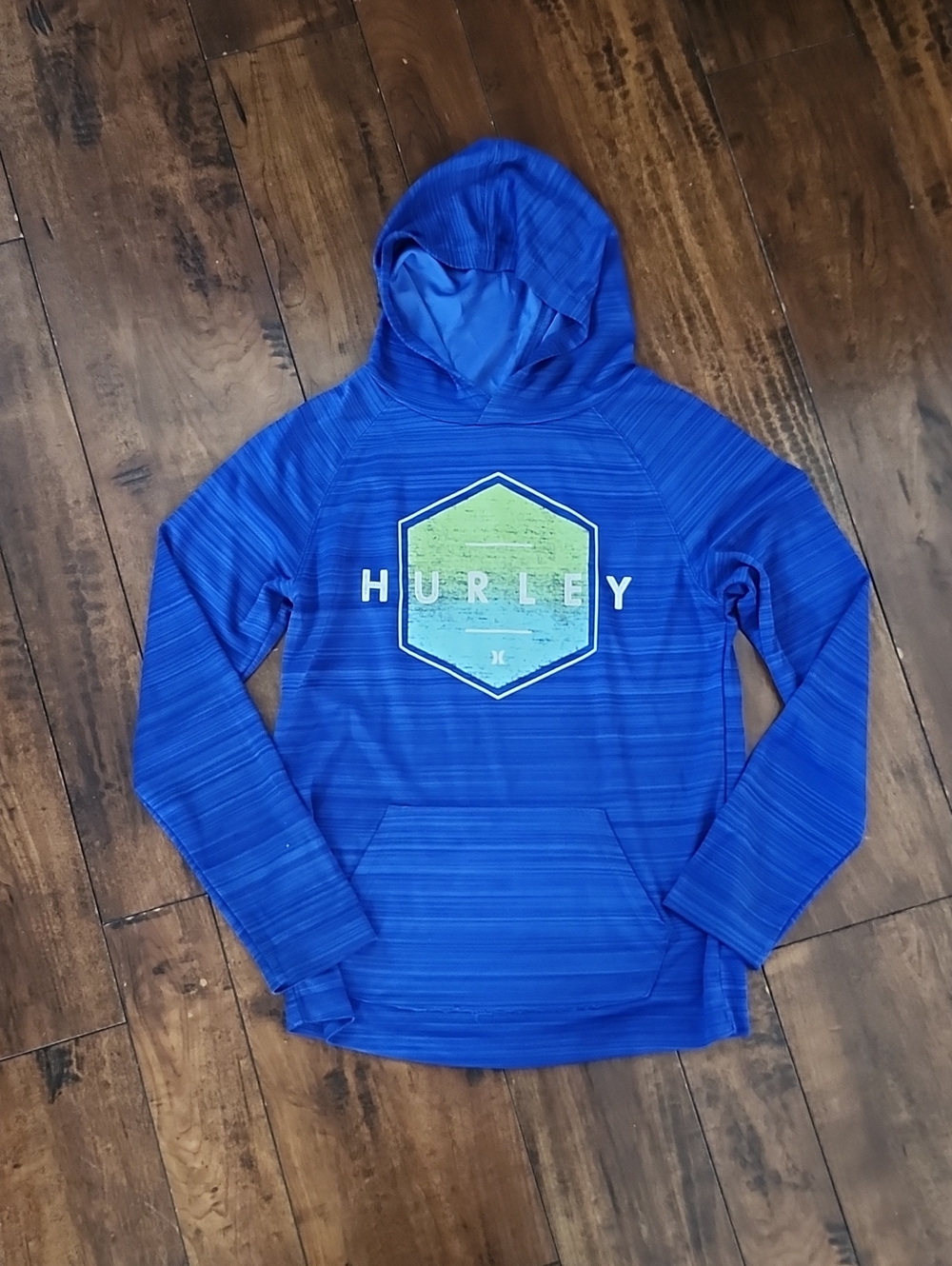 Hurley Boys' Size Large Blue Hooded Long-Sleeve Pullover-lightweight